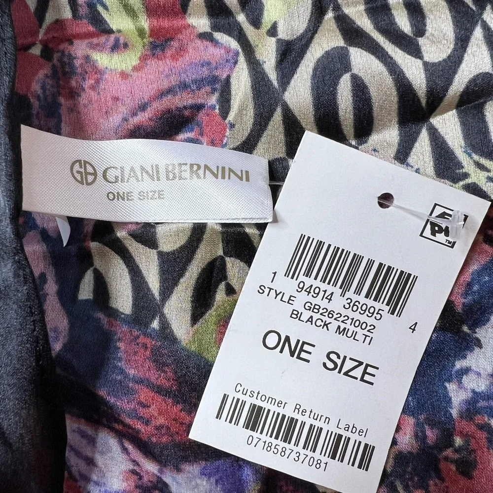 Giani Bernini Floral Loop Square Scarf Black‎ New